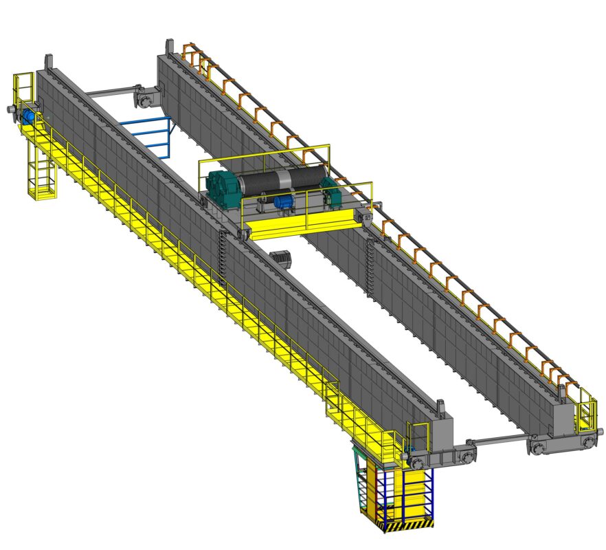 3D модель Кран мостовой электрический двухбалочный грузоподъемностью 60 и 12,5 т