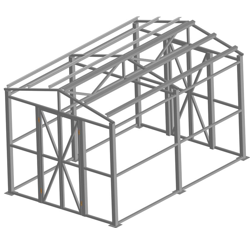 3D модель Зд модель металлического каркаса для навеса дизель-генератора (3,6х2,5х2,0) (ДхШхВ),м