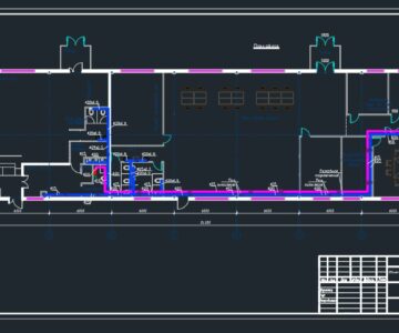 Чертеж Водопровод и канализация для офиса.
