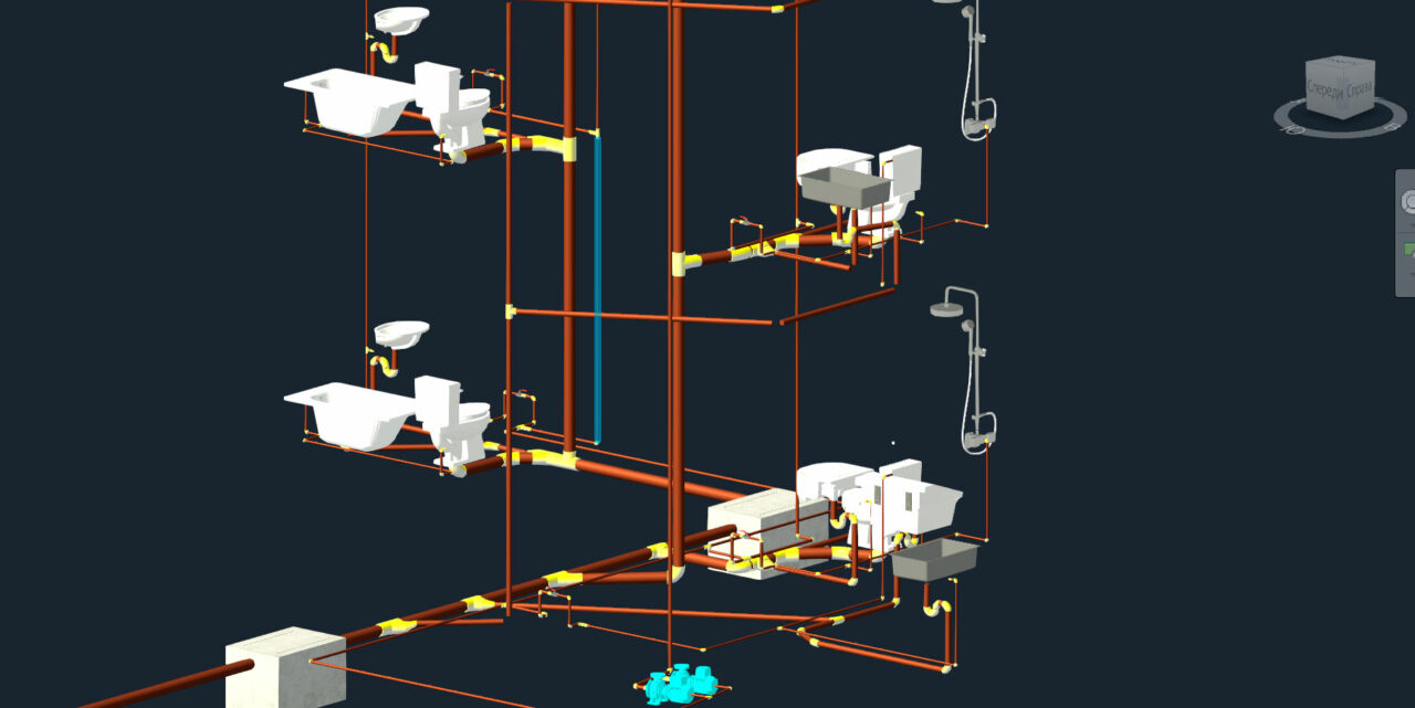 3D модель ВиК на 3 этажа 3d в Revit