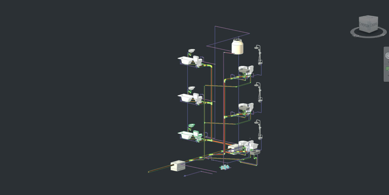 3D модель ВиК на 3 этажа 3d в Revit