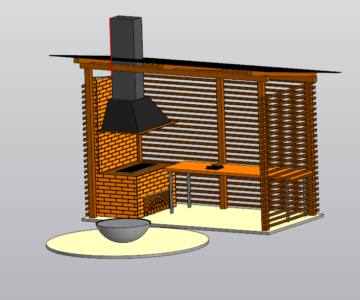 3D модель Зона барбекю для частного дома