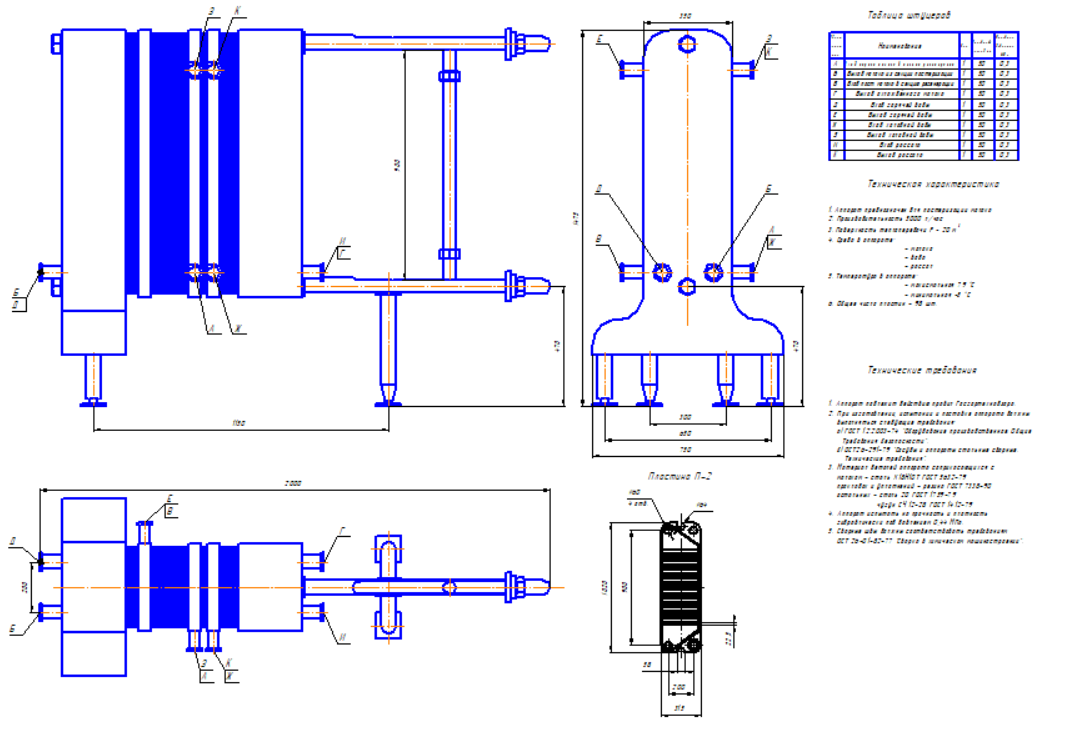 Чертеж Пастеризационно-охладительная установка ОПУ-5М для пастеризации молока