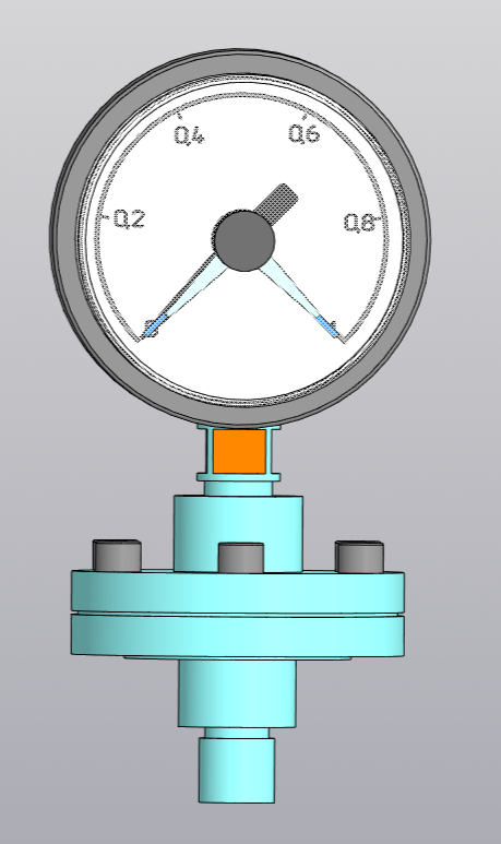 3D модель Манометр ФТ ДМ2010Ф- 0-1МПа- М20х1,5 с мембранным разделителем
