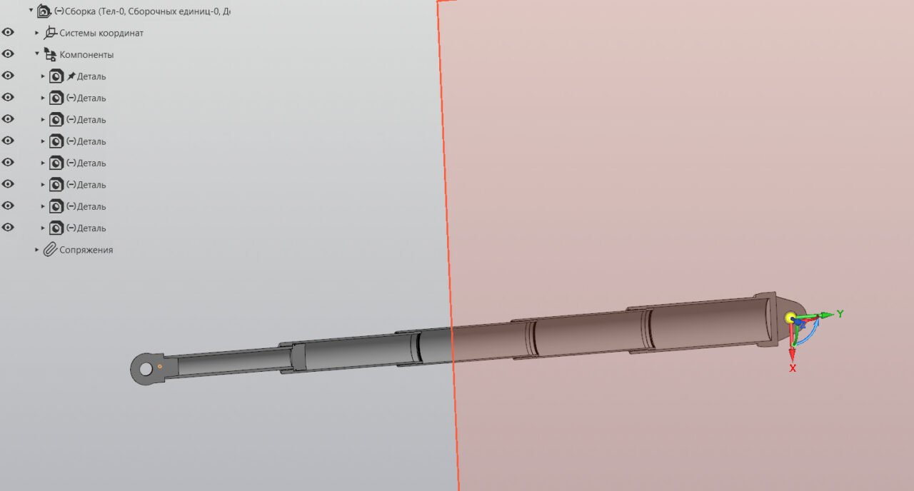 3D модель Гидроцилиндр телескопический CHR100 L190-4-3200