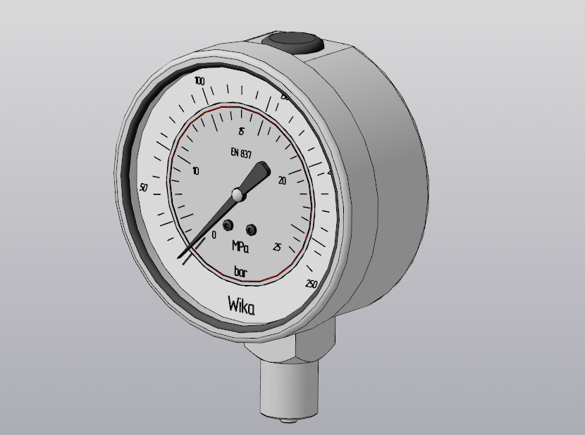 3D модель Манометр WIKA 233.50 NS100 (0 - 250 bar) G1/2