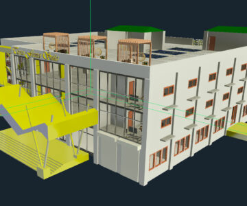 3D модель 3-этажное коммерческое, жилое здание
