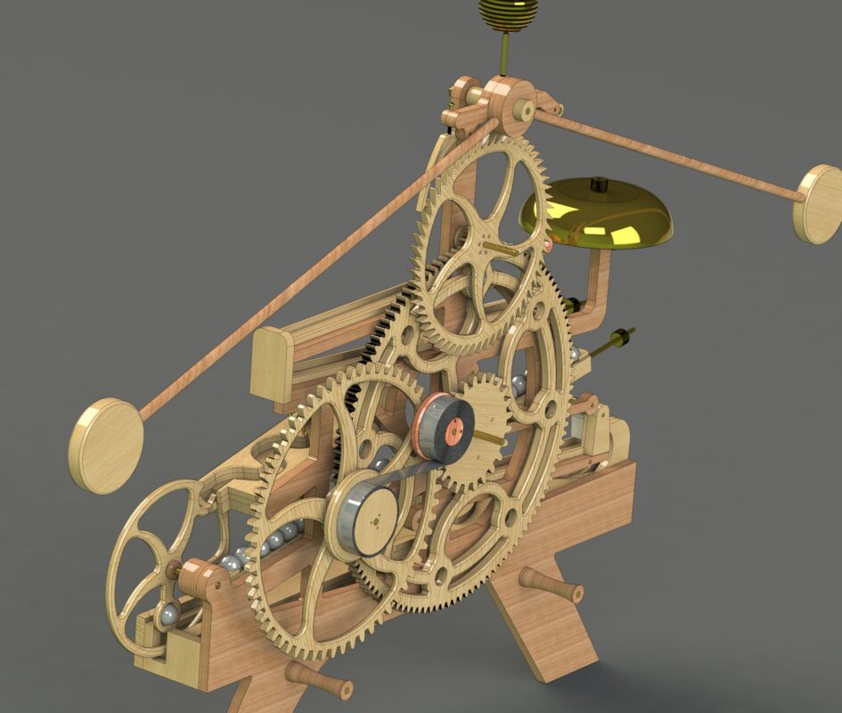 3D модель Деревянные  часы с маятником (Wooden marble pendulum clock)