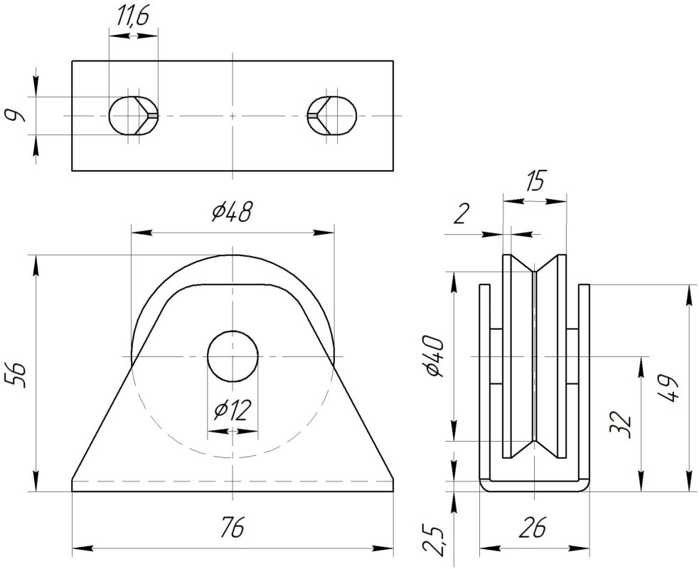 3D модель Блок монтажный D=50, D=60 опорный