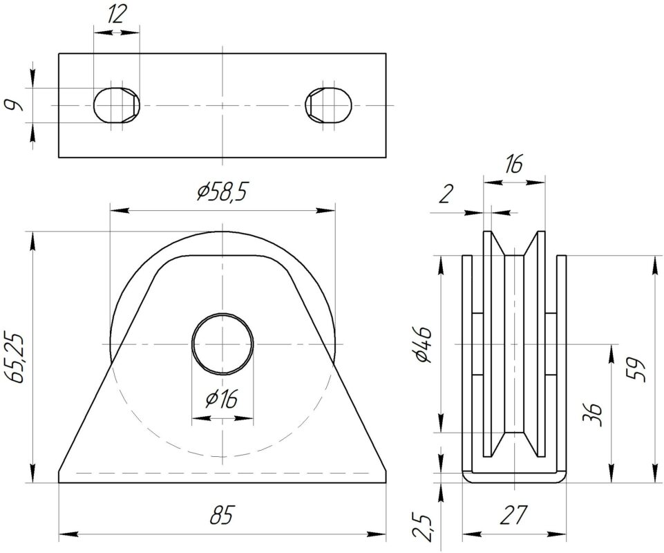 3D модель Блок монтажный D=50, D=60 опорный