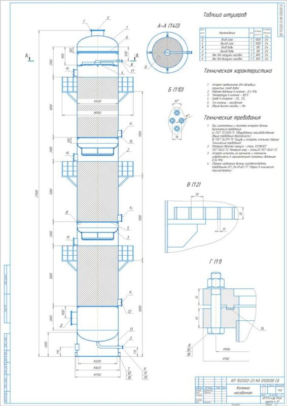 Чертеж Расчёт колонного аппарата