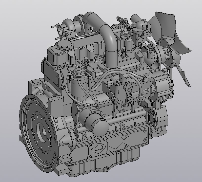 3D модель Двигатель дизельный Kubota V3600-T