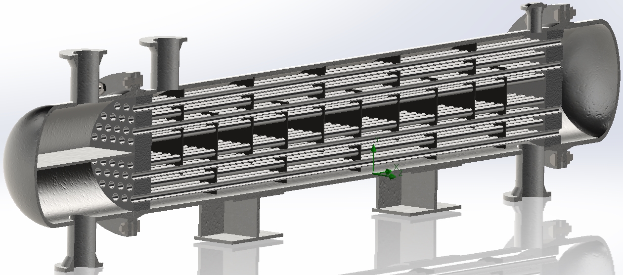 3D модель Теплообменник кожухотрубный (три конфигурации)