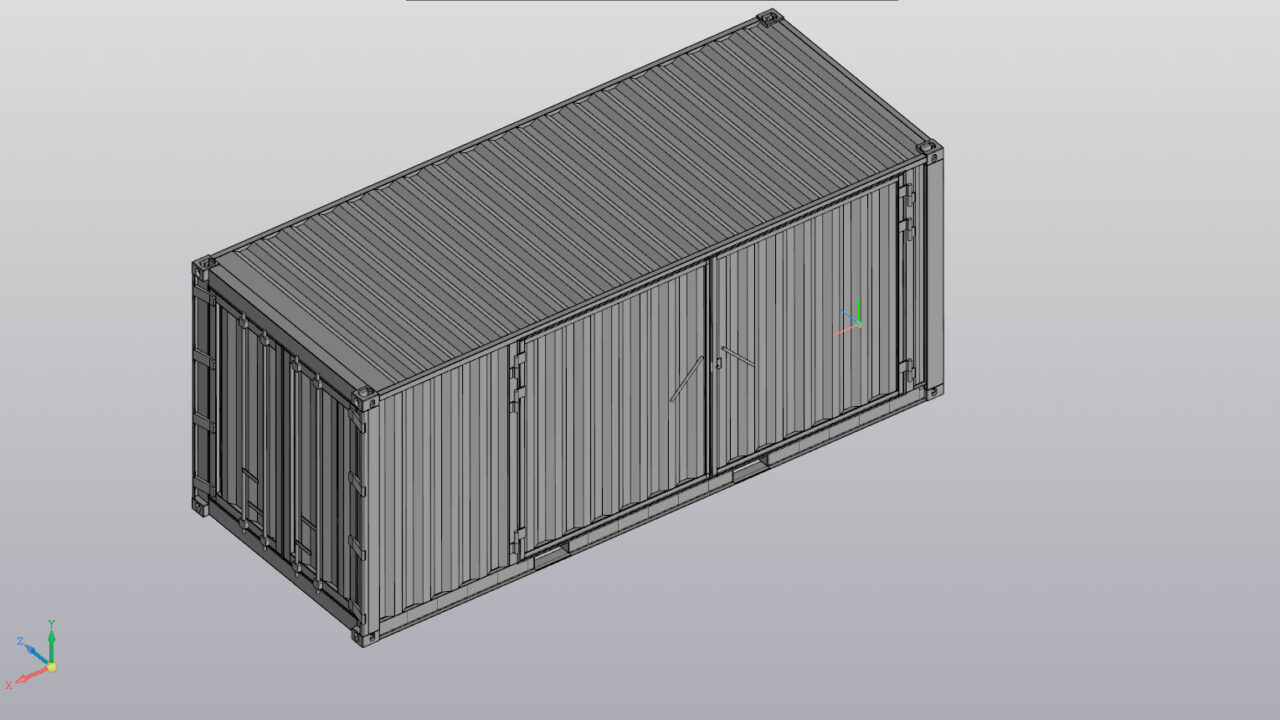 3D модель Контейнер 20 футов с боковыми распашными воротами