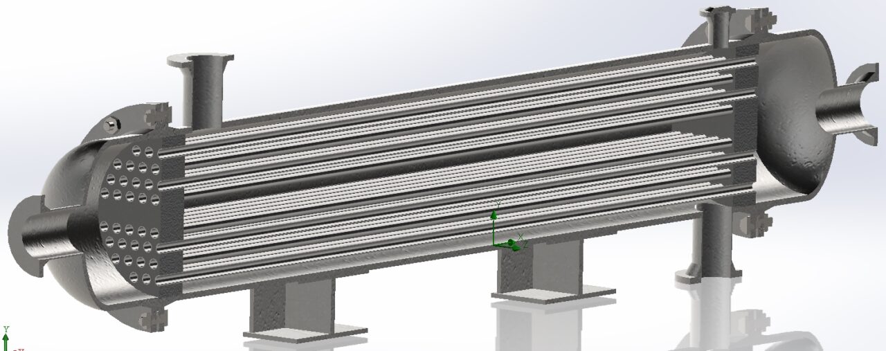 3D модель Теплообменник кожухотрубный (три конфигурации)