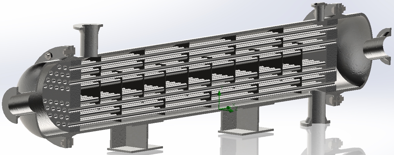 3D модель Теплообменник кожухотрубный (три конфигурации)