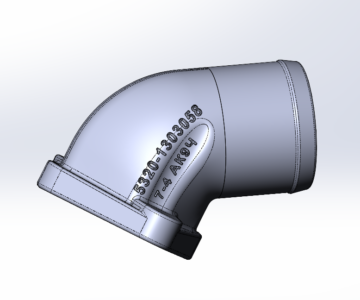 3D модель Патрубок помпы с каталожным номером 5320-1303058 для КамАЗ 5320