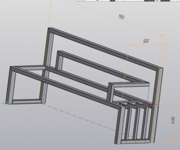 3D модель Каркас лавочки 1900х500х800 мм