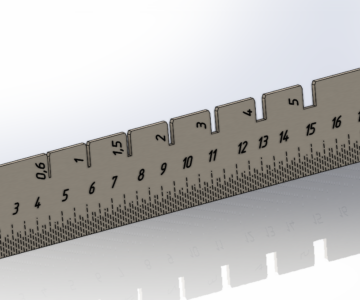 3D модель Линейка с толщиномером L=200мм