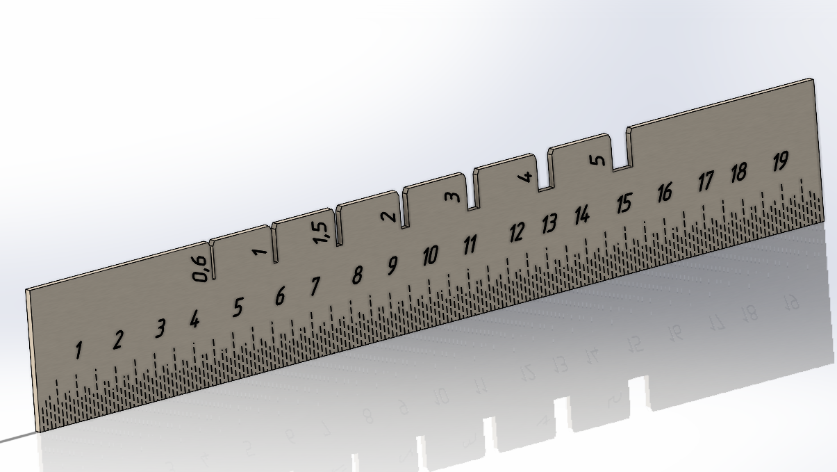 3D модель Линейка с толщиномером L=200мм
