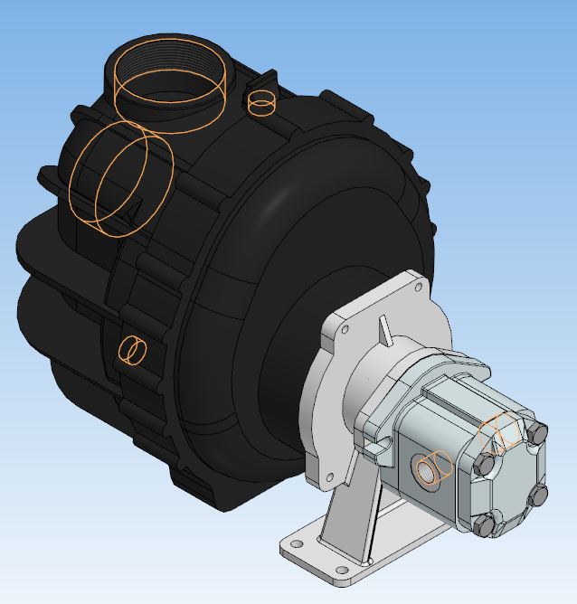 3D модель Насос HYPRO 9343P-GM6-SP с гидроприводом