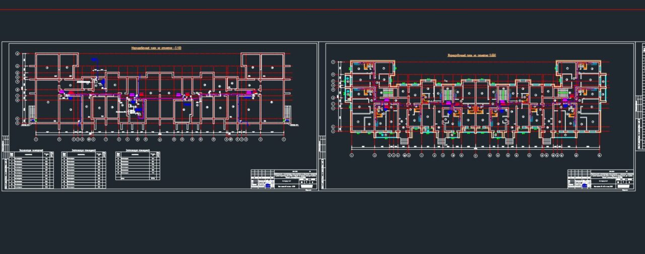 Чертеж Водопровод и канализация жилого 5 этажного 4-х подъездного дома, внутренние сети