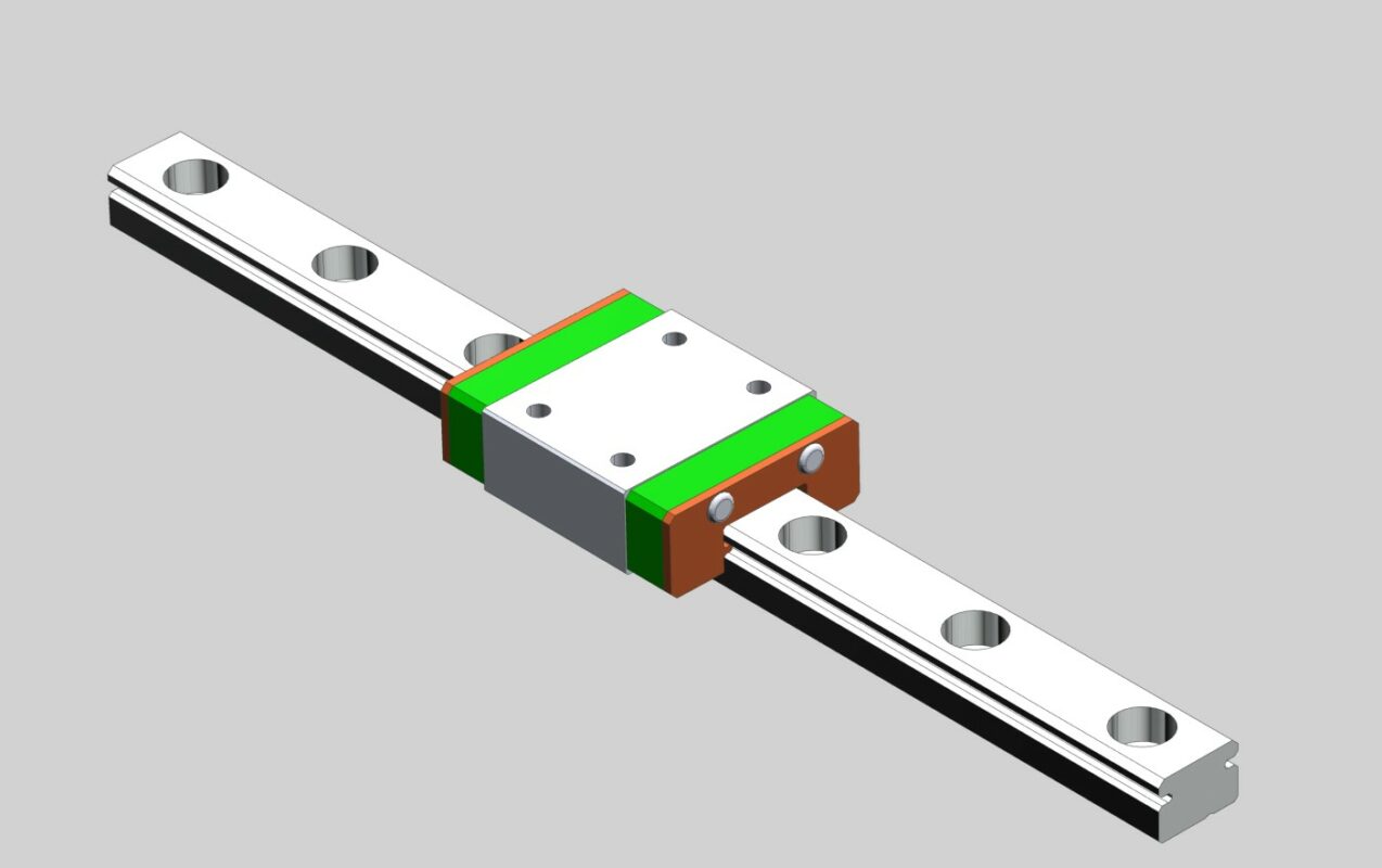 3D модель Миниатюрная линейная направляющая LWL7B + скользящий блок для 3D-принтера