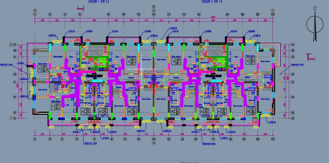 Чертеж Проект сетей СС, 2-х секционный 6-ти этажный жилой