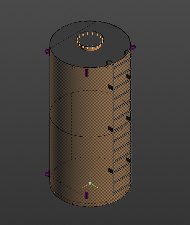 3D модель Бак запаса ХОВ (Объем 10 м3)