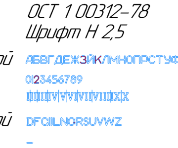 Чертеж Начертание символов и букв по ОСТ 1 00312-78. Русский основной шрифт, римские цифры и др.