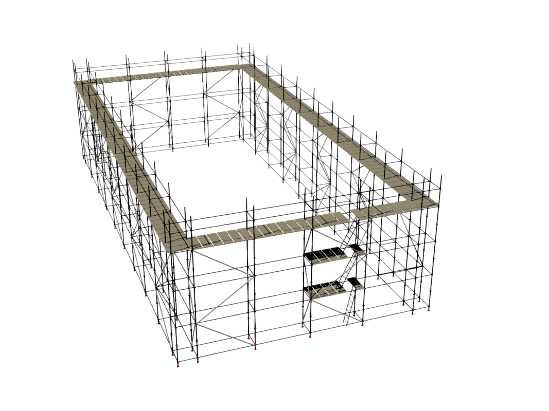 3D модель Клиновые строительные леса 12х27 м высотой 8 м