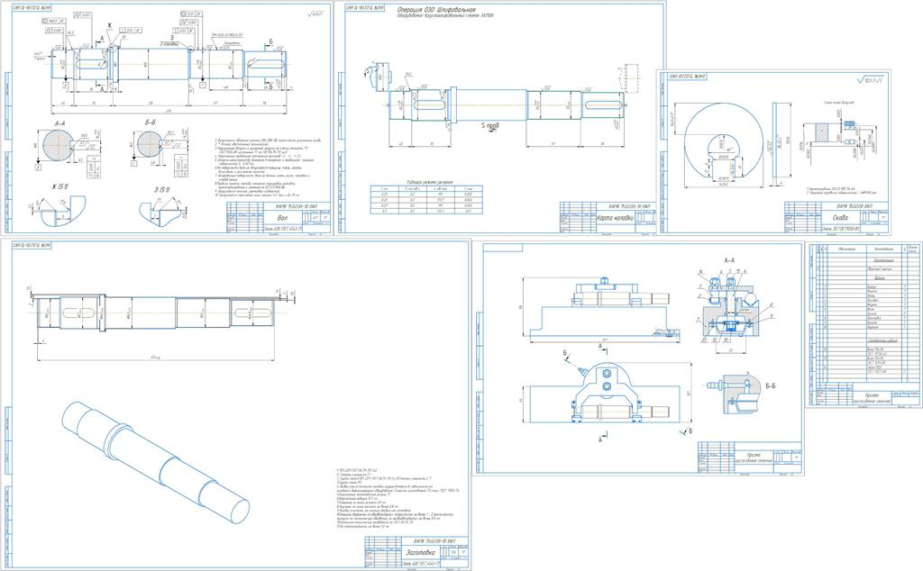 Чертеж Курсовой проект на тему "Разработать технологический процесс обработки детали вал с годовым объемом выпуска 10000 штук"