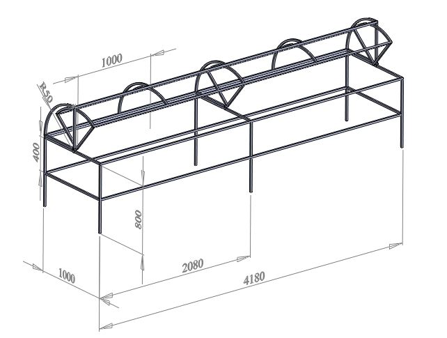 Чертеж Парник "Хлебница" (1000х4180х1335 мм)