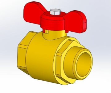 3D модель Кран шаровый ДУ25 G1 (ВН-НАР) с ручкой-бабочка