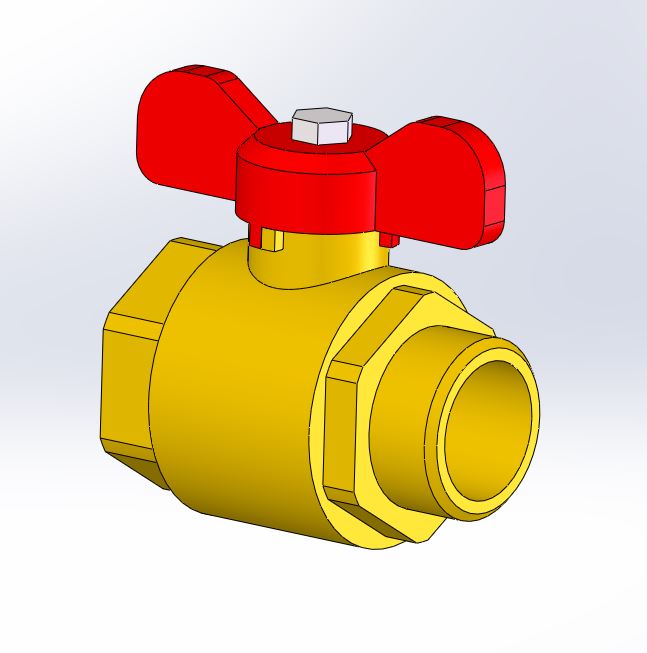 3D модель Кран шаровый ДУ25 G1 (ВН-НАР) с ручкой-бабочка