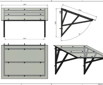 3D модель Козырек на каркасе из профильной трубы 40х40 и каленого стекла 8 мм