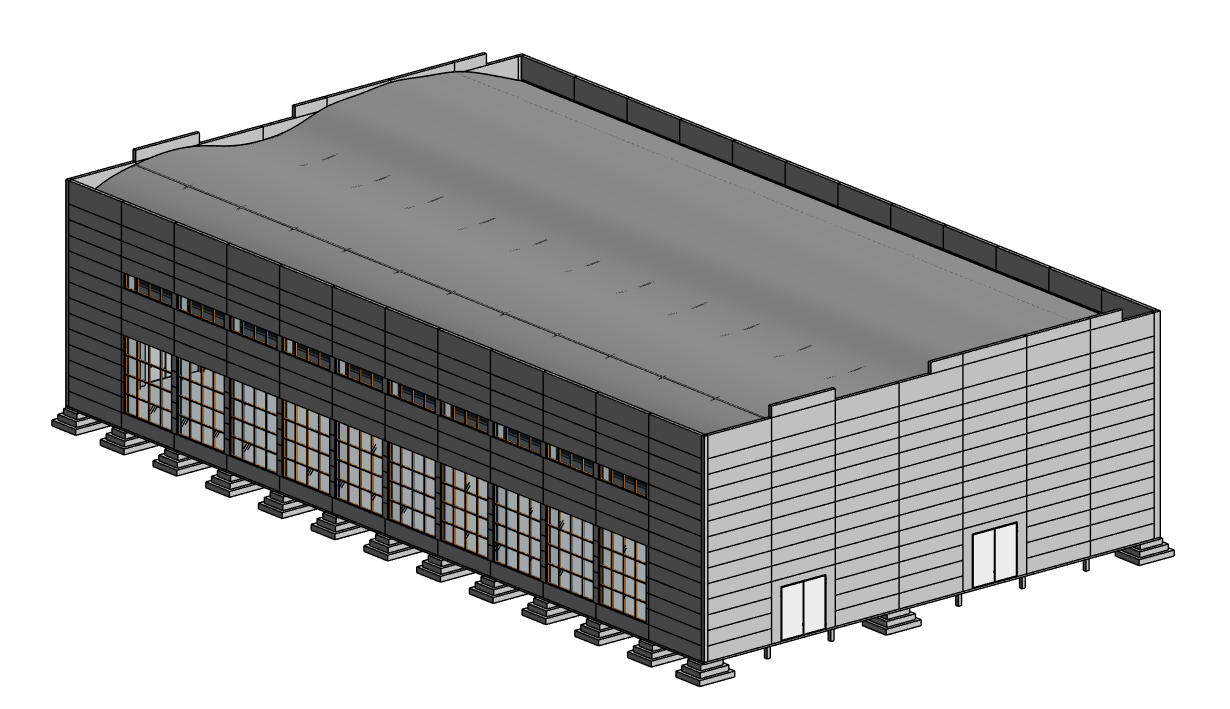3D модель Расчёт и проектирование конструкций одноэтажного промышленного здания Revit