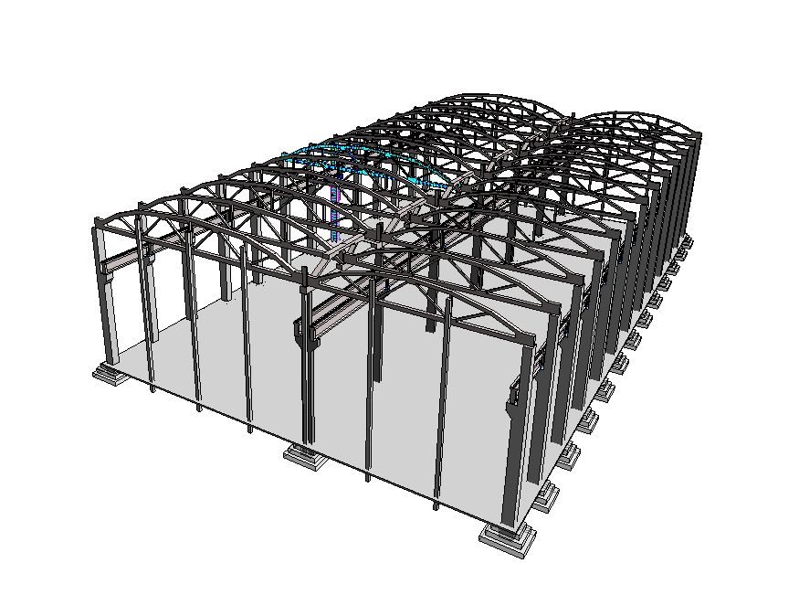 3D модель Расчёт и проектирование конструкций одноэтажного промышленного здания Revit