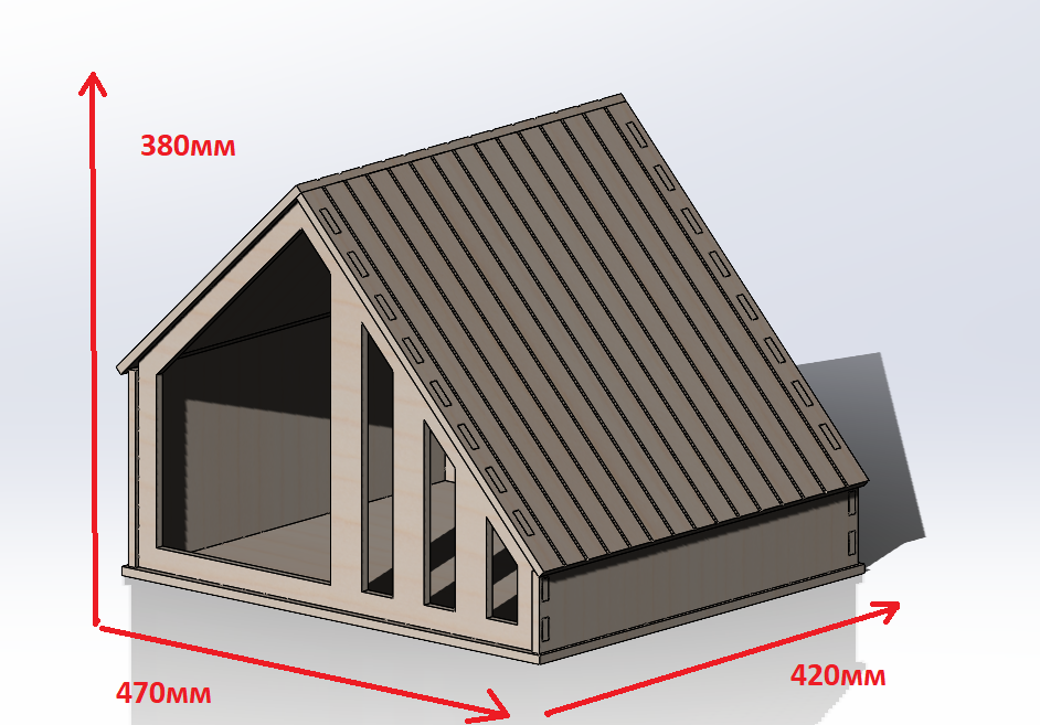 Чертеж Кошачий домик 470х420х380 мм