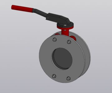 3D модель Дисковый поворотный затвор межфланцевый ЗПВС-FL-3 с рукояткой, «Гранвэл» DN 125