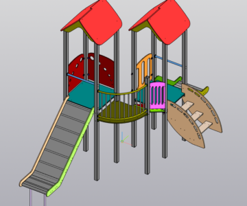 3D модель Детский городок с горкой и двумя башенками