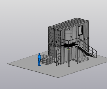 3D модель Два контейнера 20 футов с лестницей, дверью и окном