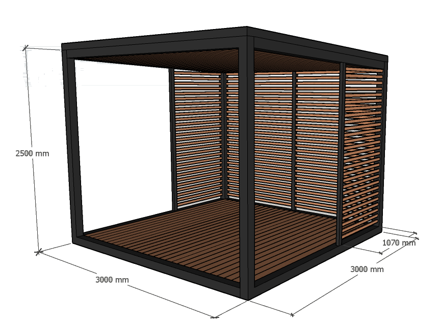 Чертеж Беседка 3000х3000х2500