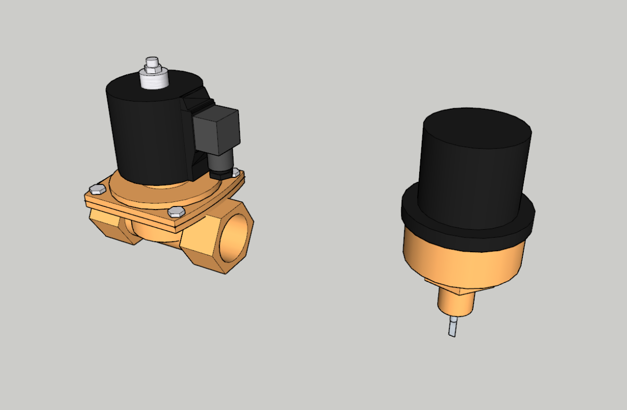 3D модель Электромагнитный клапан и датчик потока