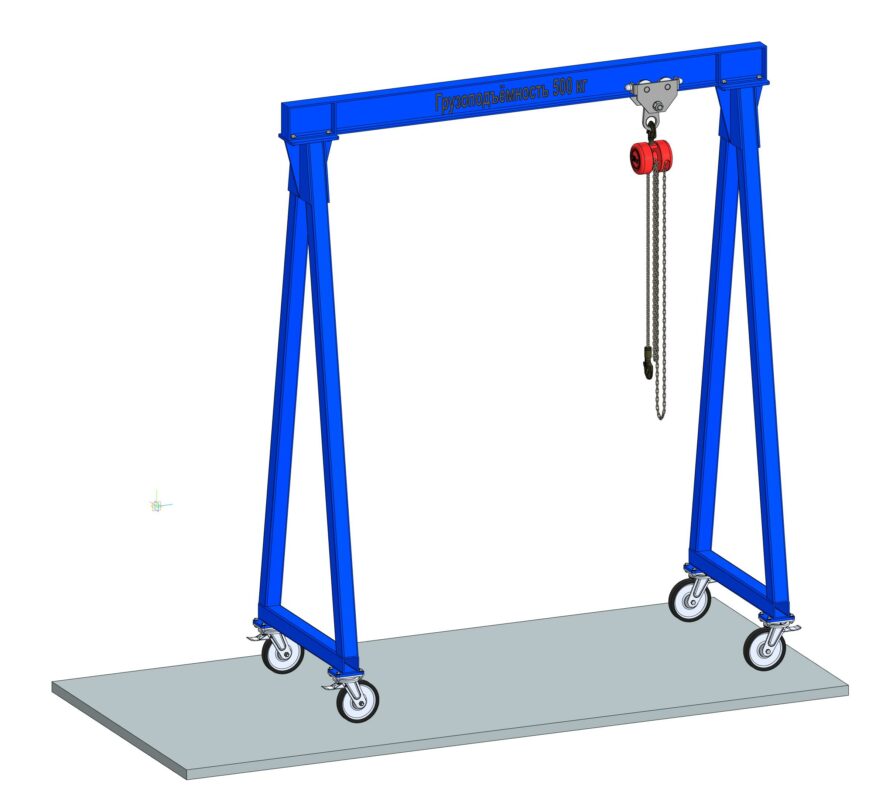 3D модель Ручной козловой кран (МПУ) 500 кг