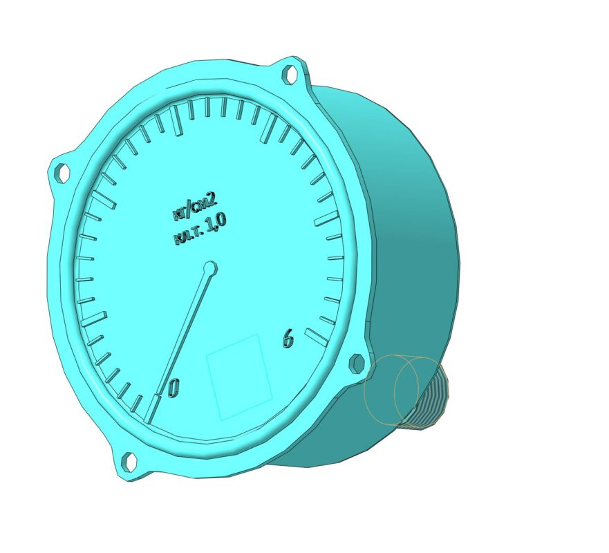 3D модель Манометр МП3-Уф ФОШ d100мм (0-6кгс/см2 кл.т1,0)