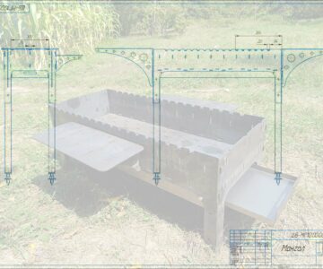 3D модель Мангал разборный с полочками под посуду и разделку