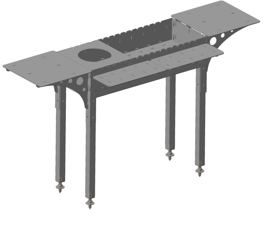 3D модель Мангал разборный с полочками под посуду и разделку