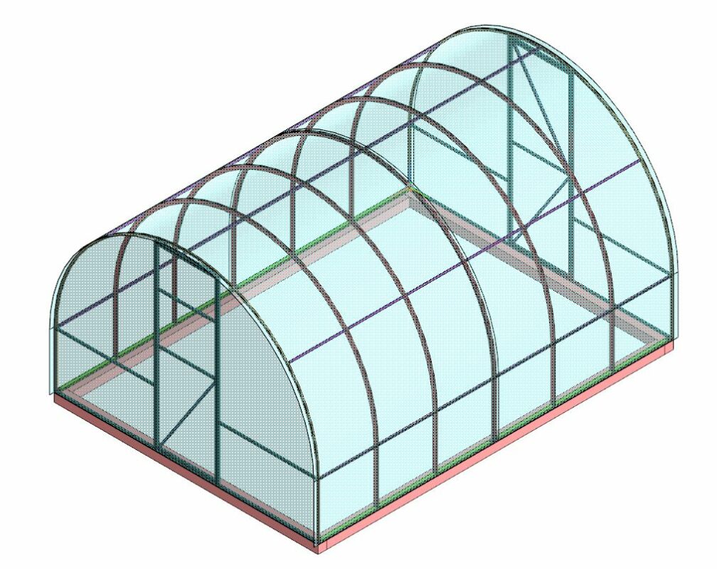 3D модель Теплица дачная 4х3х2.1 метр