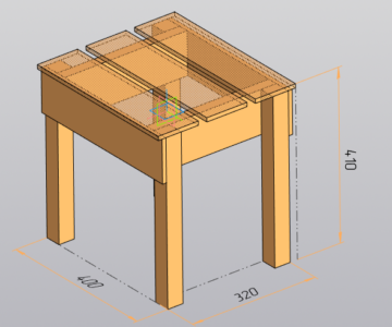 3D модель Табурет деревянный 40х32х41см